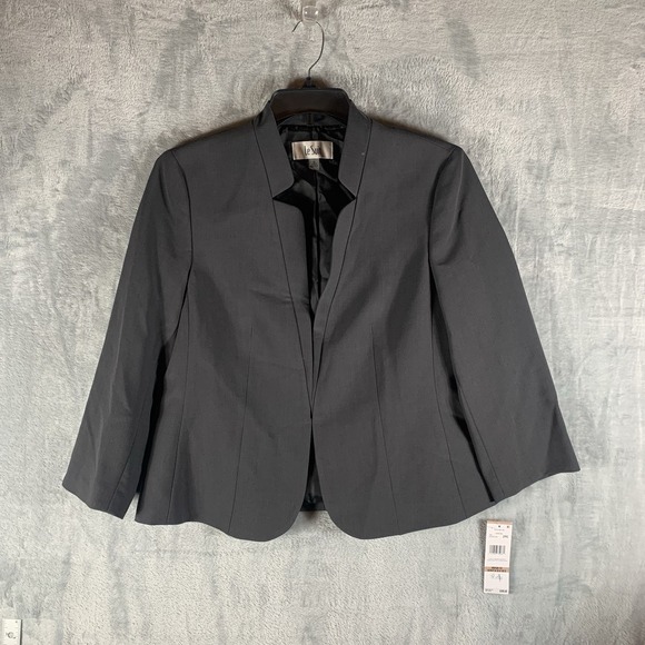 Le Suit Women's Blazer Jacket 12 Gray Notch Collar Career Office Formal NWT - Picture 1 of 10